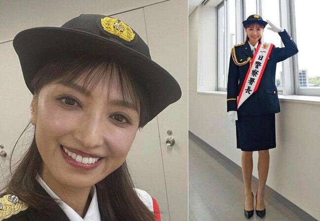 【 望月理恵 】 「一日警察署長を務めさせて頂きました！」　オフショットにファン反響　「美人すぎる警察署長さん」「美脚すぎる」|TBS NEWS DIG