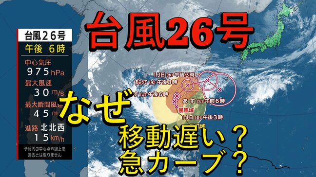 【台風情報】台風26号は急カーブし日本へ接近の予想も進みが遅い⋯なぜ急カーブ？なぜ遅い？　沖縄は警報級の大雨の恐れ【雨風シミュレーション】|TBS NEWS DIG