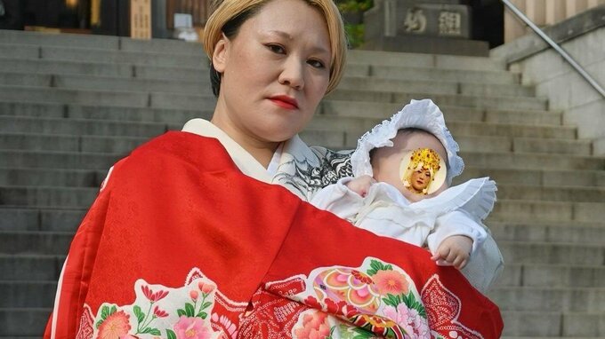 【バービー】メイクは”元ヤン風”　和装で第一子のお宮参り「お着物屋さんありがとう」|TBS NEWS DIG