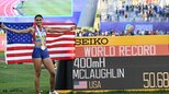 女子400mハードルで世界新記録!アメリカの22歳マクローフリンが50秒68、自身の世界記録を0秒73更新|TBS NEWS DIG