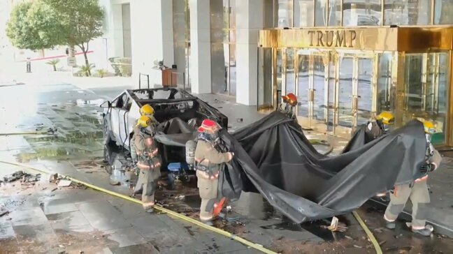 トランプホテル前のテスラ社「サイバートラック」爆発・炎上　車内からアメリカ陸軍現役兵士の身分証明書　遺体と同一人物とみて身元の確認急ぐ|TBS NEWS DIG
