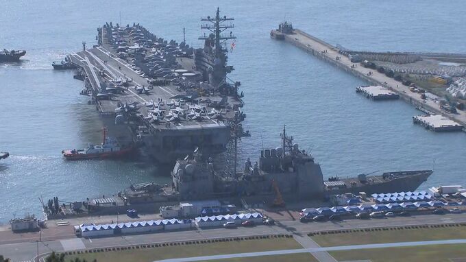 米原子力空母が韓国・釜山に到着　今月衛星打ち上げ公言の北朝鮮けん制