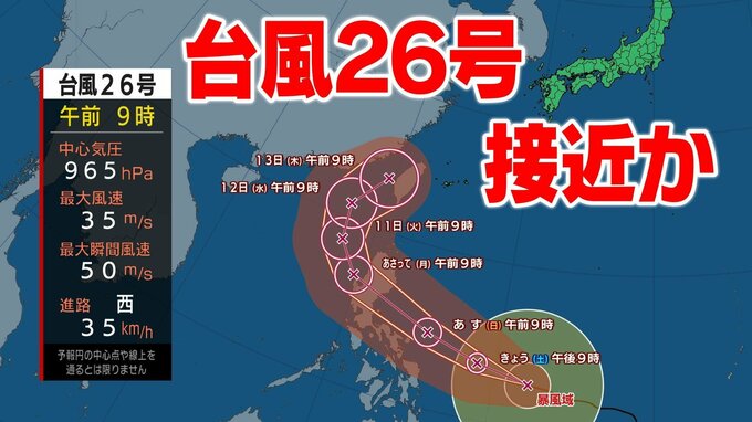 【台風26号】日本列島に接近か　「非常に強い勢力」に発達する見込み　最大瞬間風速70メートル予想 【最新台風情報・雨と風のシミュレーション】|TBS NEWS DIG