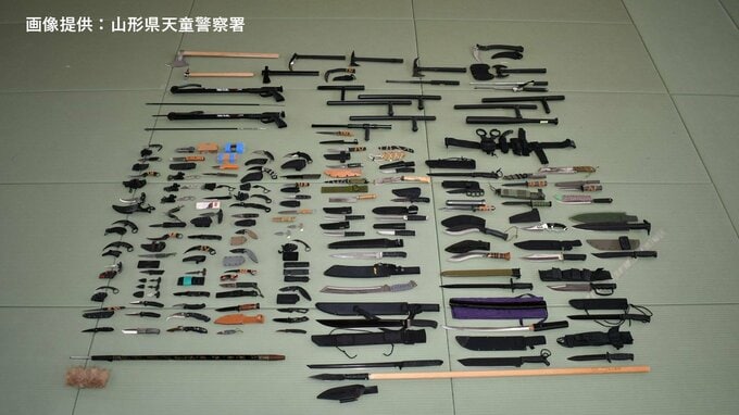 刃物や刀剣など約100点押収…強い興味で収集か　銃刀法違反の疑いで無職の男(41)逮捕　許可等なく家や車に所持（山形）　|　山形のニュース│TUYテレビユー山形