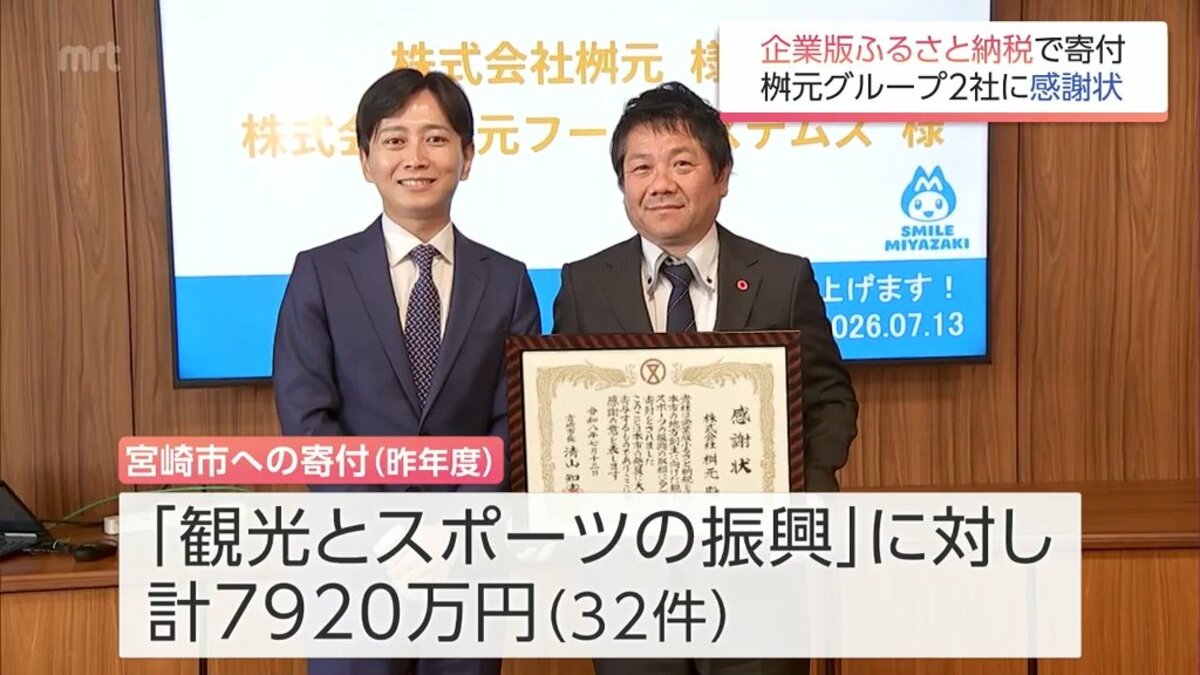 企業版ふるさと納税を活用 宮崎市の「観光とスポーツの振興」に寄付