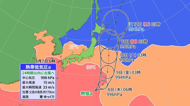 台風5号発生か 10日(土)~11日(日)お盆休みの期間中、関東や東北・北海道に接近のおそれ|TBS NEWS DIG