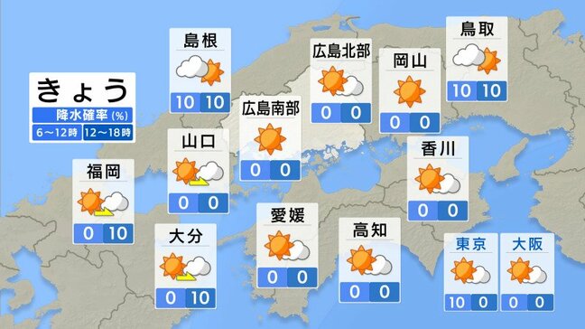 【きょう9/22(月)広島天気】けさ庄原市高野・神石高原町で12.6℃を観測　日中は絶好の洗濯日和　|TBS NEWS DIG