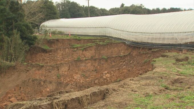 「おそろしいですね」 原因不明の「のり面」約50メートル崩落…前の晩には強い雨も　ビニールハウスにも被害、市道は通行止め　鳥取県倉吉市|TBS NEWS DIG