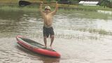 田んぼで水上スポーツ「SUP」体験 泥だらけ満喫 大分 | 大分のニュース|OBS NEWS|大分放送