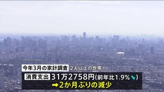 【速報】今年3月の家計調査、消費支出は1.9％減少　2人以上世帯が消費に使った金額は「31万2758円」　総務省| TBS CROSS DIG with Bloomberg