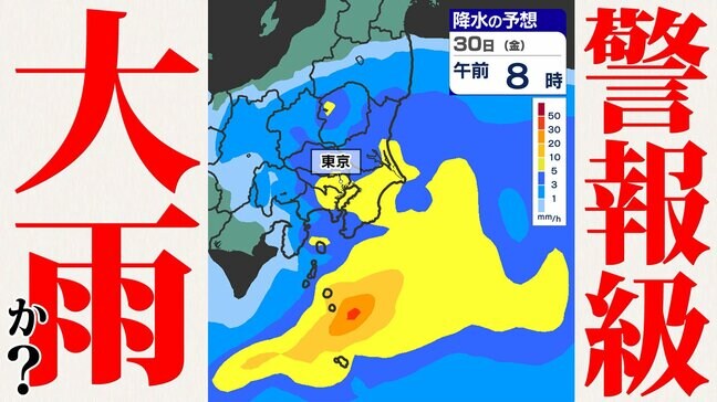 【東京 首都圏】大雨に関する気象情報 警報級大雨のおそれ【雨と寒気のシミュレーション29日（木）～31日（土）】東京・神奈川・埼玉・千葉・群馬・栃木・茨城|TBS NEWS DIG