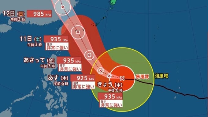【台風情報】10日（金）大型で非常に強い「台風9号（バービー）」最大瞬間風速50m/sで沖縄の南に接近予想　　次の熱帯じょう乱も発生の見込み…日本への影響、進路は？7月18日（土）までの雨・風シミュレーションで確認　今後の気象情報に注意【8日午前6時45分発表】|TBS NEWS DIG