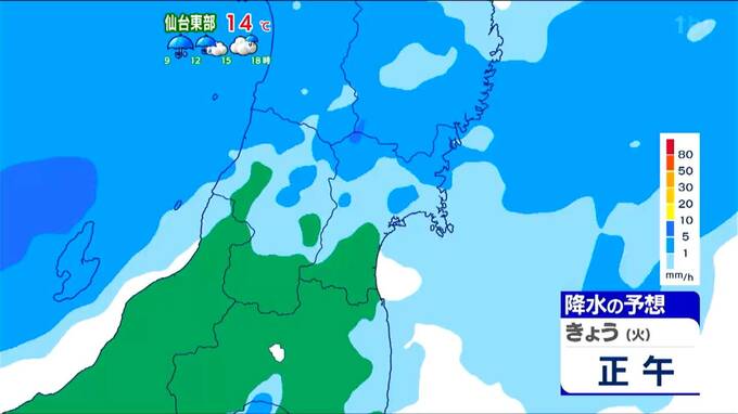 【31日宮城の天気】夕方にかけて断続的な雨　東部では強風にも注意【雨雲シミュレーション】tbc気象台|TBS NEWS DIG