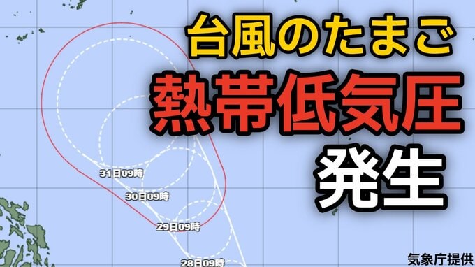 【台風情報】台風のたまご「熱帯低気圧」が発生 台風に発達する見込み 31日（日）には日本の南で最大瞬間風速45メートル予想　今後の進路、日本への影響は？6月5日（金）にかけての雨シミュレーション【気象庁 26日最新情報】|TBS NEWS DIG