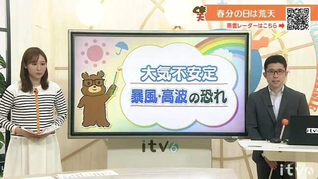 春分の日の20日（水）は荒れた天気に　暴風や警報級の高波のおそれも　【愛媛の天気】|TBS NEWS DIG