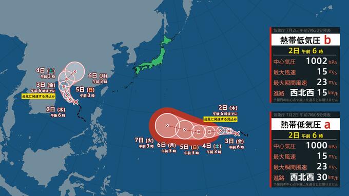 【ダブル台風へ】1つは「非常に強い」勢力に猛発達予想　2日夜にも台風となり日本の南海上を西北西へ【最新予想進路】|TBS NEWS DIG