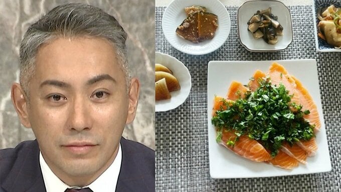 【 市川團十郎 】　品数豊富な朝食を公開  " 舞台がない時期はこれが好き " サーモンの刺身と香草の美しい盛り付け|TBS NEWS DIG