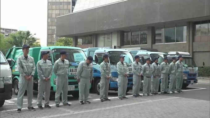 【熊本支援へ】ごみ収集車やトラックなど5台と職員12人が岡山市役所を出発「1日でも早く復興復旧を」|TBS NEWS DIG