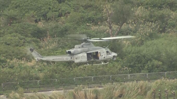 緊急着陸の米軍UH-1ヘリ　国頭村の牧草地から飛び立つ　|　沖縄のニュース｜RBC 琉球放送