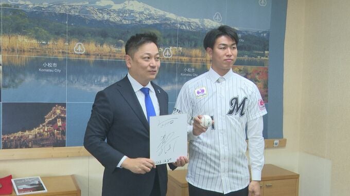 「新人王を目指す」千葉ロッテ2位指名の最速159キロ右腕・大谷輝龍投手が故郷の石川・小松市で決意示す　|　石川県のニュース｜MRO北陸放送