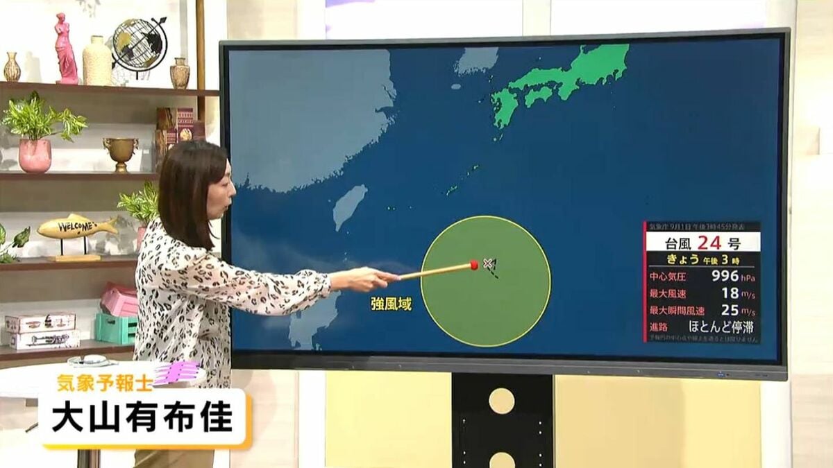 【気象予報士解説】台風24号　あす2日にも奄美地方は強風域か　鹿児島
