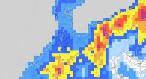【顕著な大雪に関する気象情報】金沢で６時間に２０センチの顕著な降雪を観測　大規模な交通障害の発生するおそれが高まる【雪と雨のシミュレーション】　|　富山のニュース｜天気・防災｜チューリップテレビ