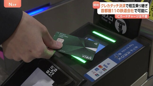 首都圏の鉄道11社局でクレカタッチ決済　相互利用開始　外国人観光客など利用者の拡大へ|TBS NEWS DIG