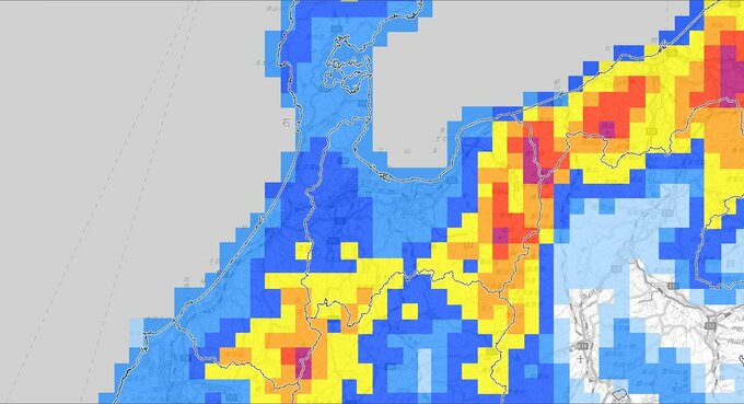 【顕著な大雪に関する気象情報】金沢で６時間に２０センチの顕著な降雪を観測　大規模な交通障害の発生するおそれが高まる【雪と雨のシミュレーション】　|　富山のニュース｜天気・防災｜チューリップテレビ