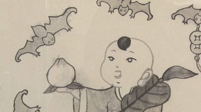 長寿がテーマ　シーラカンスも　音羽キミ・米寿記念　石州和紙にかいた水墨画展　|　BSSニュース | BSS山陰放送