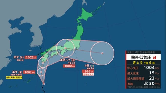 【台風情報】今後の日本への影響はどうなる？ "台風のたまご" はあすには台風15号に発達か　日本列島縦断の可能性...最大瞬間風速30メートル予報　この後の勢力と進路を詳しく　全国の今後の天気を画像で　気象庁　|　山形のニュース│TUYテレビユー山形
