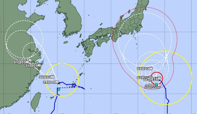 【ダブル台風】台風9号は小笠原諸島で「31日まで停滞」、台風8号は東シナ海北西進で南西諸島に影響【雨と風のシミュレーション】本州は猛暑と局地的な雷雨に警戒|TBS NEWS DIG