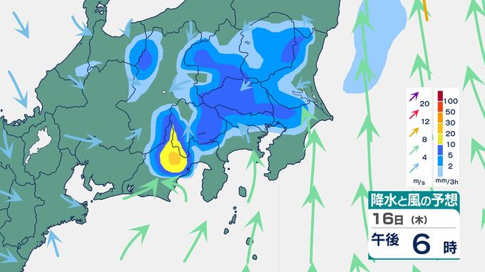 【関東甲信で警報級大雨の可能性】16日は大気の状態不安定…低い土地の浸水・河川の増水・土砂災害・落雷・突風・降ひょうに注意・警戒　今後の雨風シミュレーション・発雷確率シミュレーション【気象庁16日発表】東京・神奈川・千葉・埼玉・茨城・栃木・群馬・山梨・長野|TBS NEWS DIG
