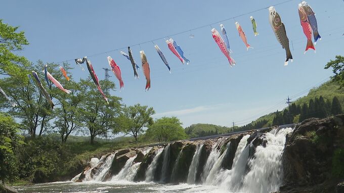 景勝地・十二ヶ滝に鯉のぼり 石川・小松市 住民有志が30年以上前から|TBS NEWS DIG