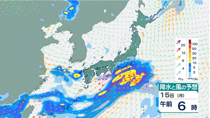【雨予想】きょう15日(月)は広く雨　東京は21℃予想で肌寒く…沖縄や九州南部は土砂災害に注意・警戒　雨風シミュレーション|TBS NEWS DIG