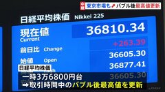 アメリカの株高受け東京市場もバブル後最高値更新　一時3万6800円台| TBS CROSS DIG with Bloomberg
