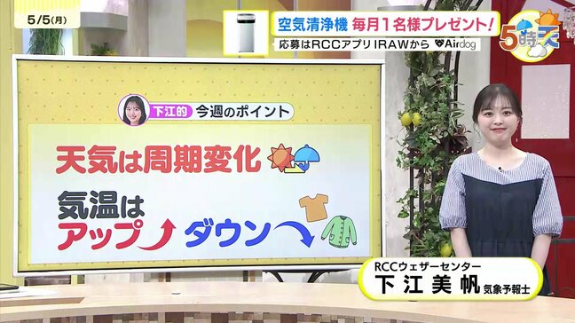【あす5/6(火)広島天気 】午後は本降りの雨の時間帯も　急な雷に注意　日中２０℃ほどでひんやり|TBS NEWS DIG