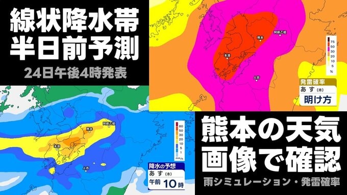 【熊本】“線状降水帯 半日前予測” 熊本のこれからの天気　雨シミュレーションと発雷確率を画像で確認|TBS NEWS DIG