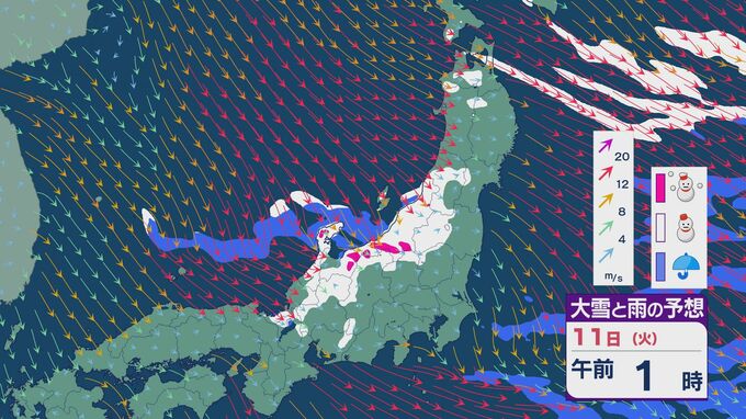 11日にかけ冬型緩むも雪が降る天気は東日本や北日本の日本海側で続く見込み 12日は気温が急に高まり“融雪”や“なだれ”に注意を 雪・雨と風シミュレーション　|　石川県のニュース｜MRO北陸放送