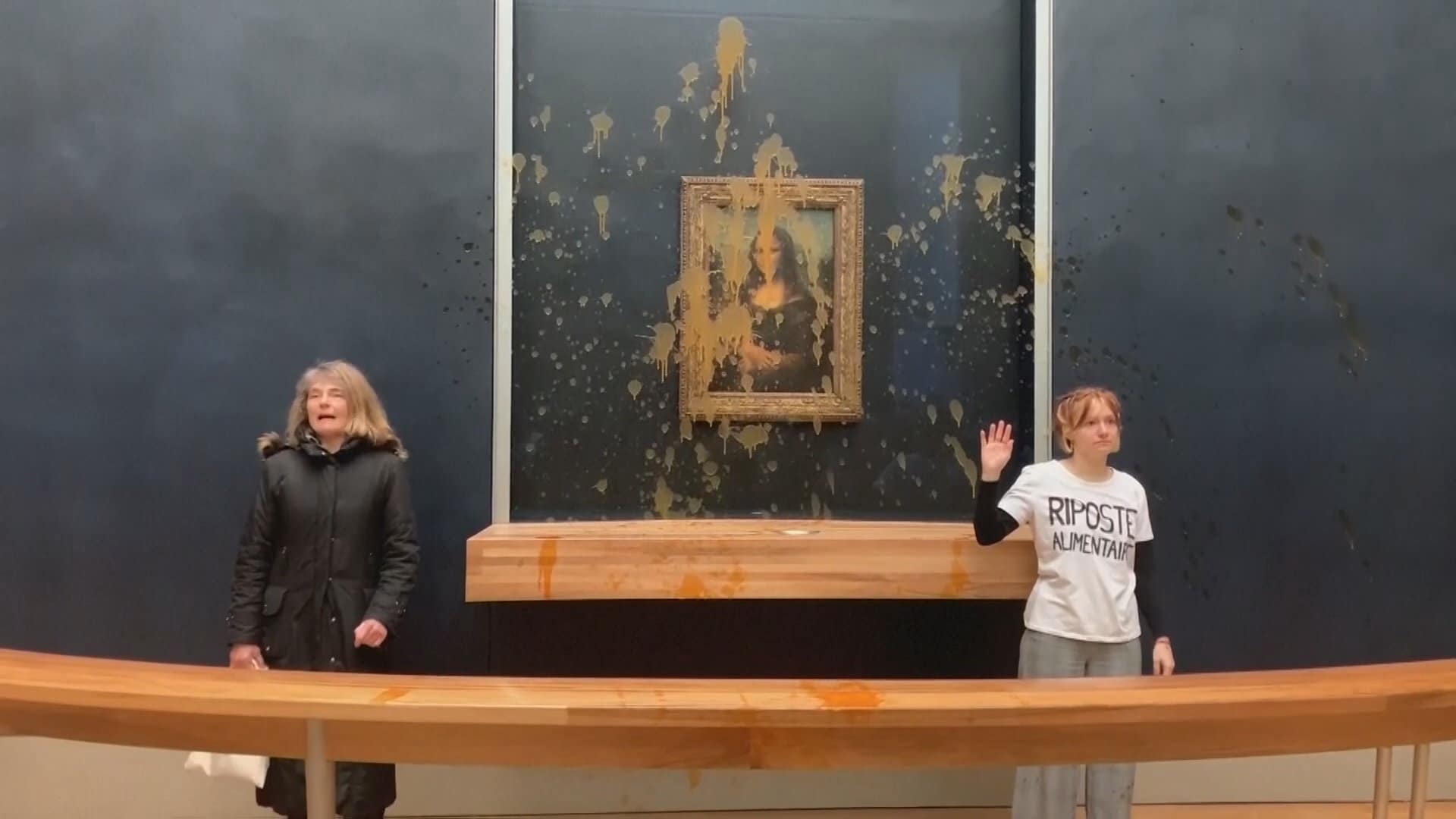 仏・パリ ルーブル美術館の「モナリザ」に環境活動家がスープかけ抗議