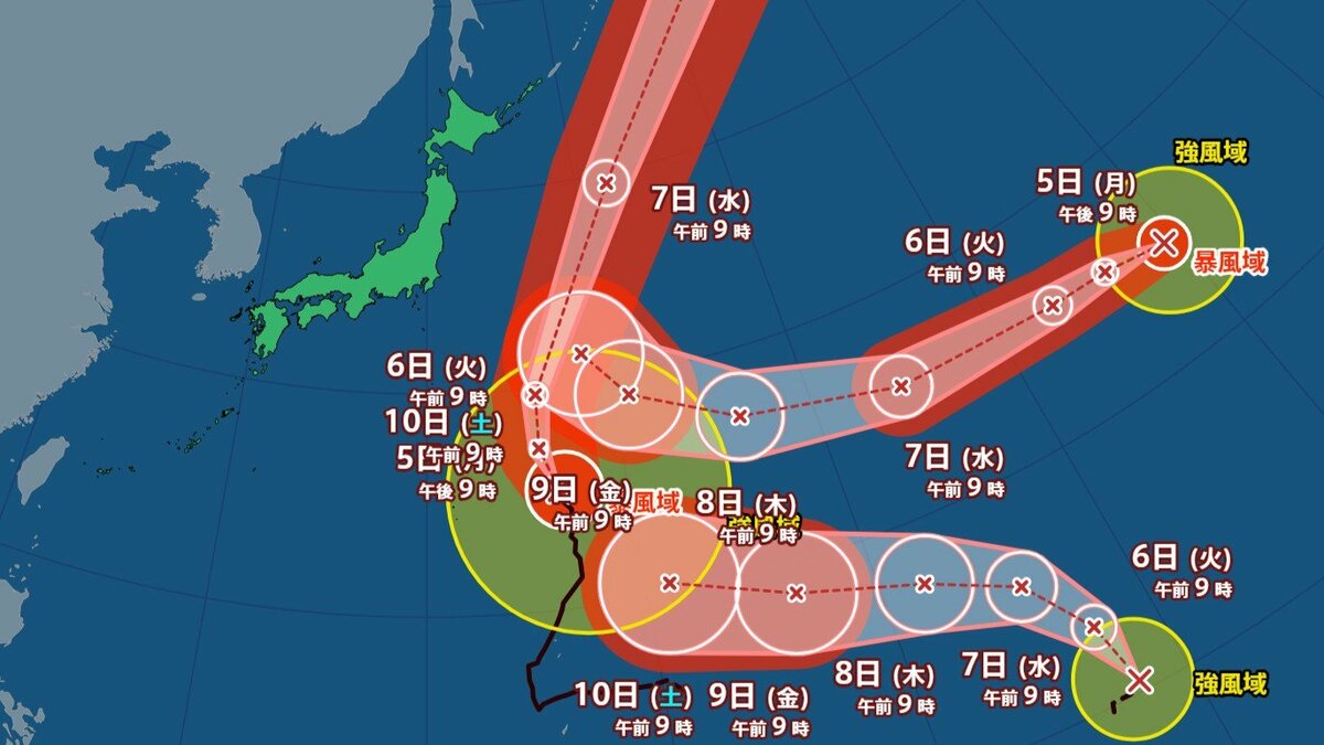【台風情報】太平洋上に「トリプル台風」台風29号が発生　非常に強い27号・28号…週末3連休の影響に留意