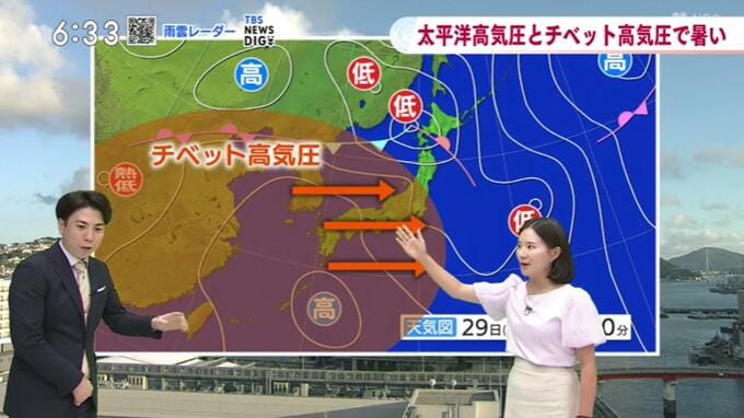 「太平洋高気圧」と「チベット高気圧」2つの高気圧の影響で暑い　猛暑日続く予想　|　長崎のニュース | 天気 | NBC長崎放送