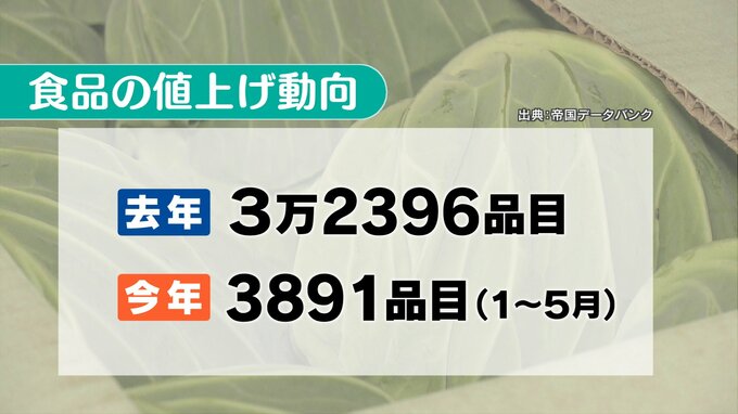 5月までに約4000品目…続く食料品値上げ　去年より6割減も円安や人件費影響　|　福島のニュース│TUF