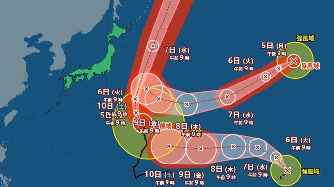 【台風情報】太平洋上に「トリプル台風」台風29号が発生　非常に強い27号・28号…週末3連休の影響に留意|TBS NEWS DIG