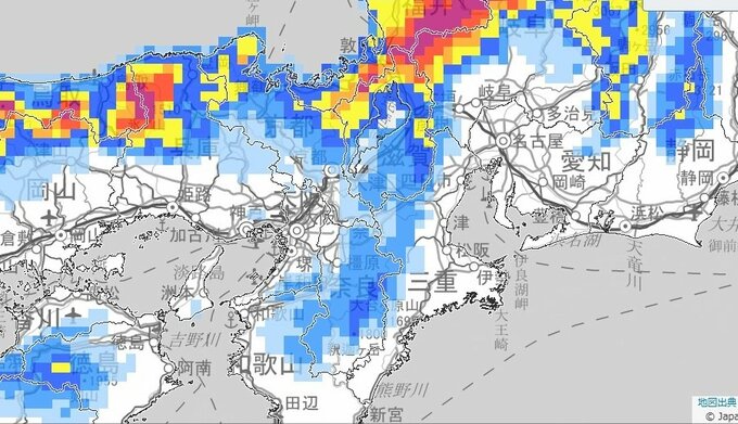 【大雪情報】3連休最終日も近畿は普段雪の少ない所でも大雪に…上空5500メートルに氷点下33℃以下の寒気【雪と雨のシミュレーション】交通機関影響のおそれ|TBS NEWS DIG