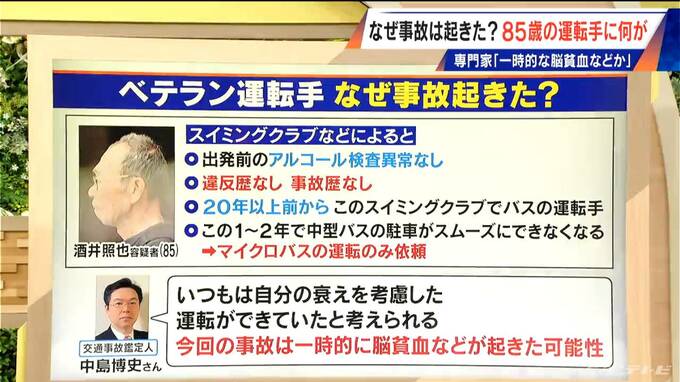 マイクロバスでひき逃げ 85歳のベテラン運転手に何が… なぜ事故は起きた？ 専門家｢一時的な脳貧血などが起きた可能性も｣|TBS NEWS DIG