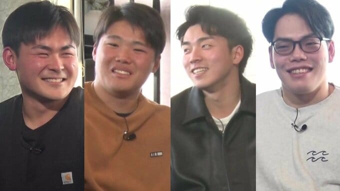 赤塚健利「“手の先だけグローブ” がふつう！」に常廣羽也斗ら爆笑　広島カープ ルーキー座談会　明かします「野球選手じゃなかったら？」「好きなタイプ？」　|　RCC NEWS | 広島ニュース | RCC中国放送
